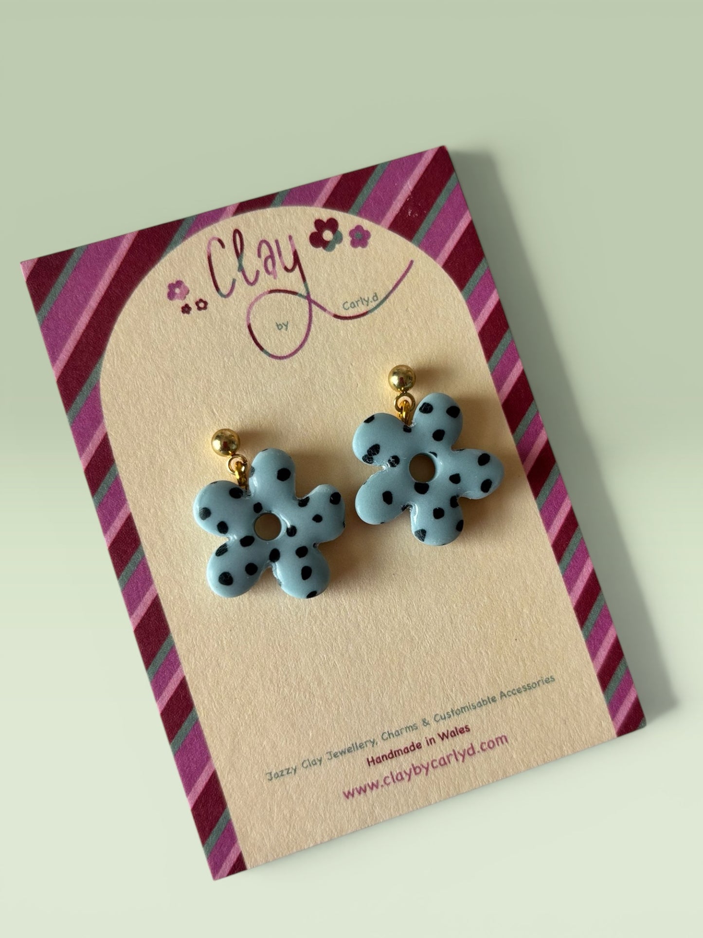 Dotty Blue Flower Ball Studs