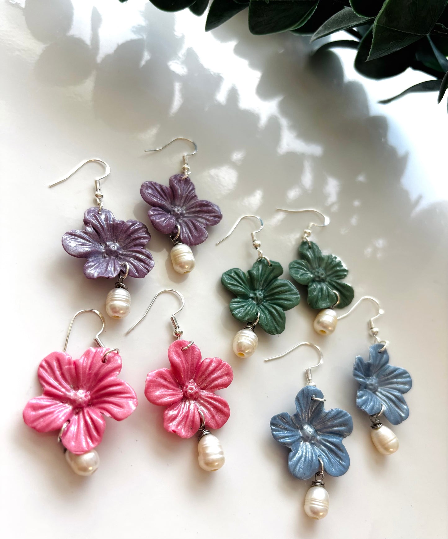 Floral Pearl Silver Drop Earrings