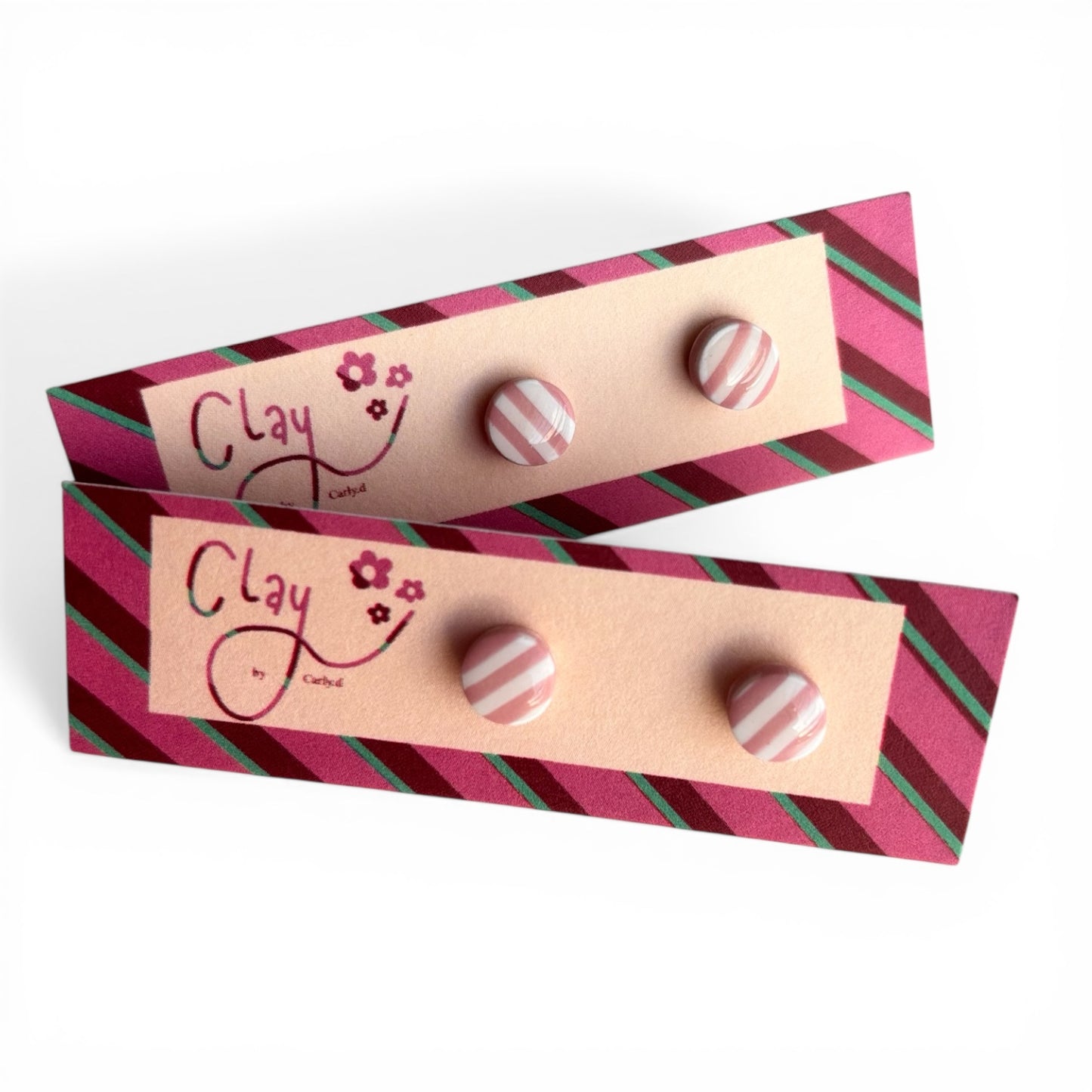 Pink Stripe Mini Studs