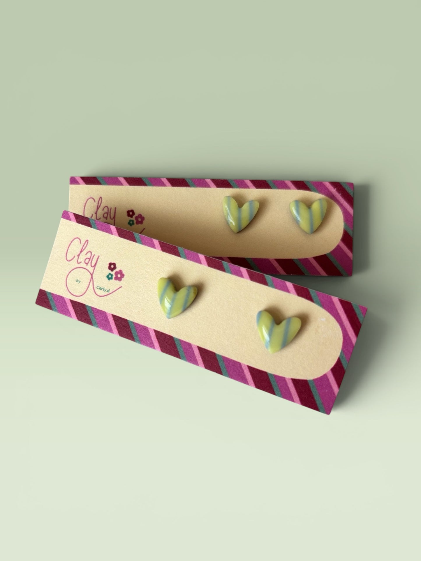 Summer Stripe Mini Heart Studs