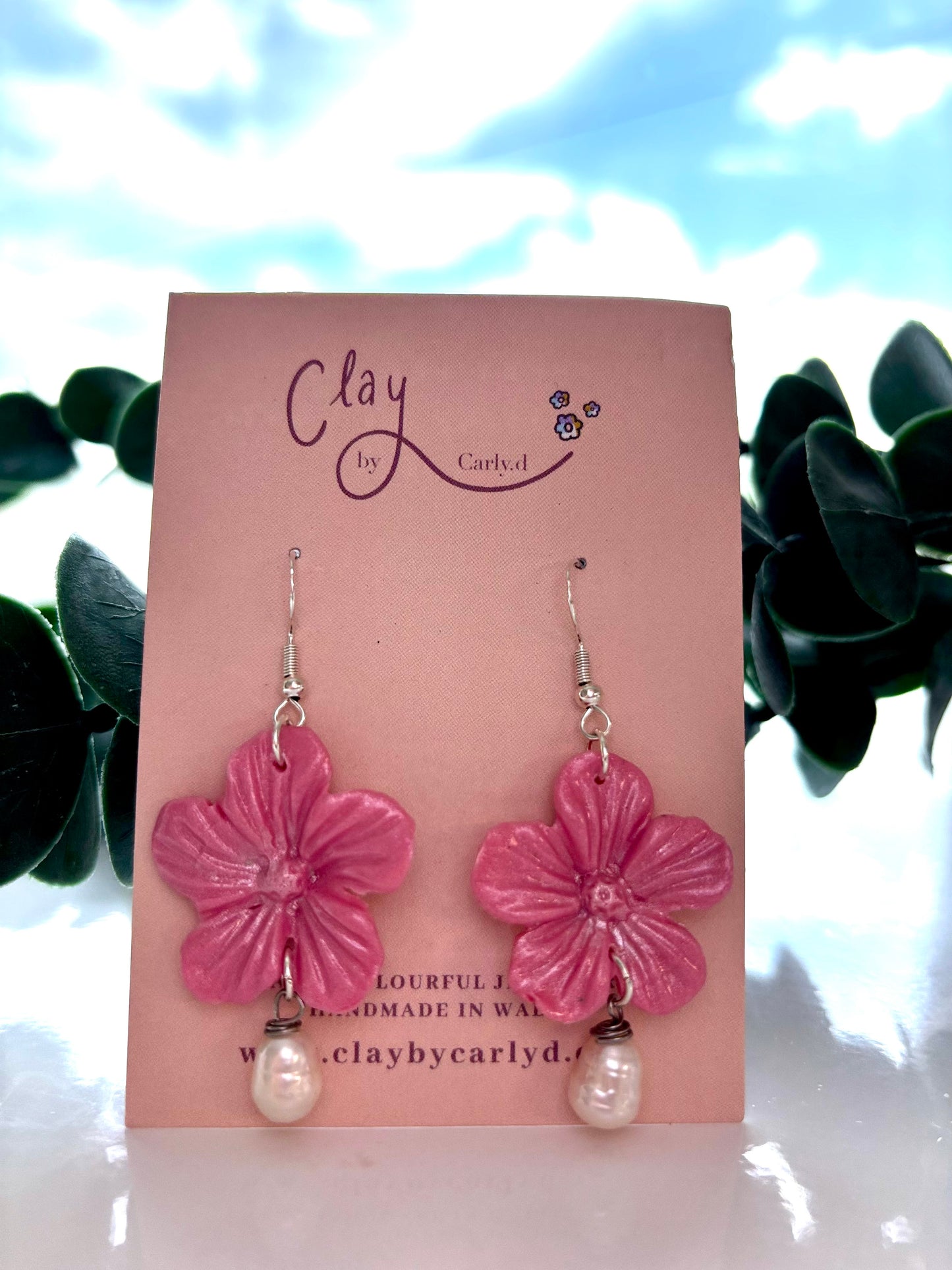 Floral Pearl Silver Drop Earrings
