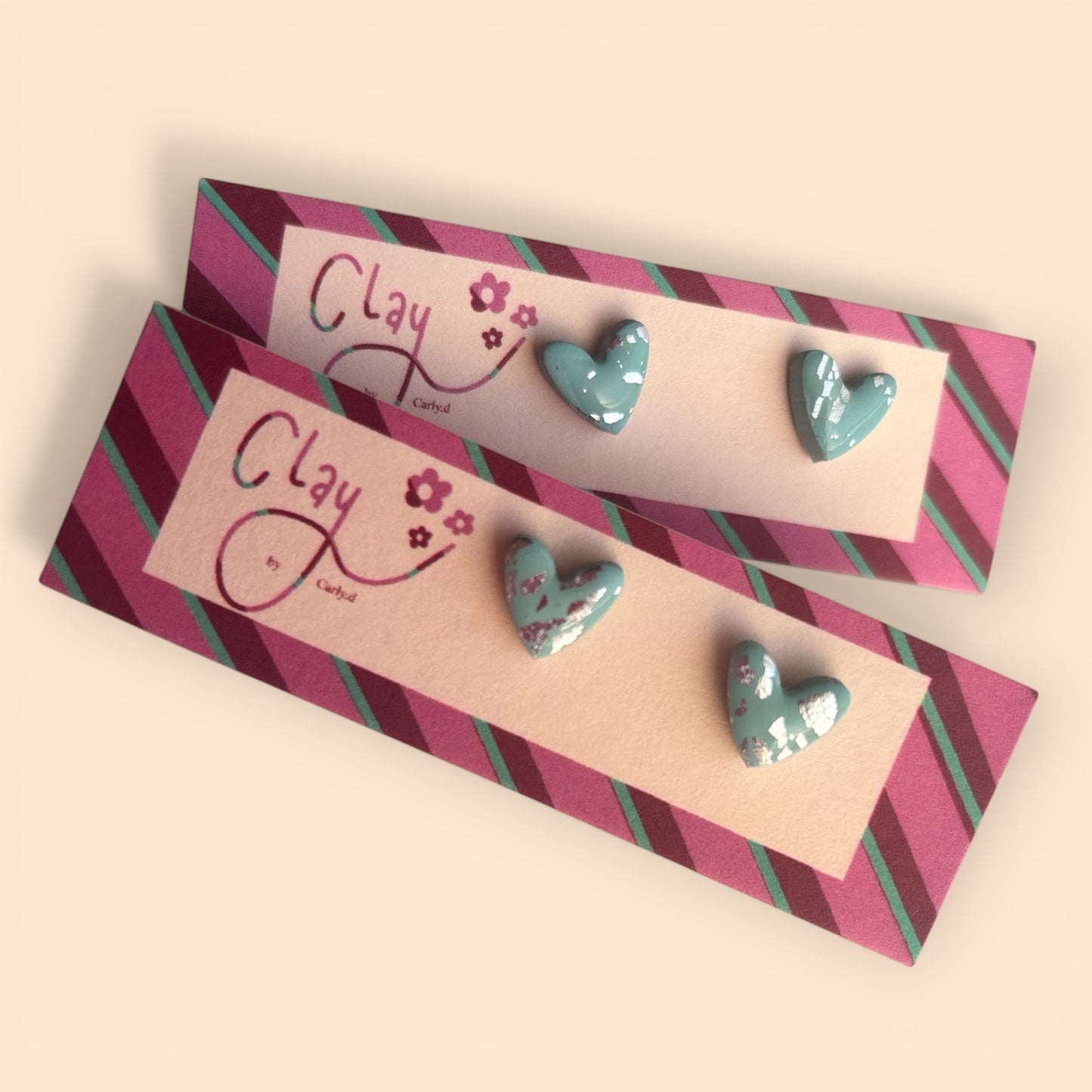 Sparkly Spring Heart Studs