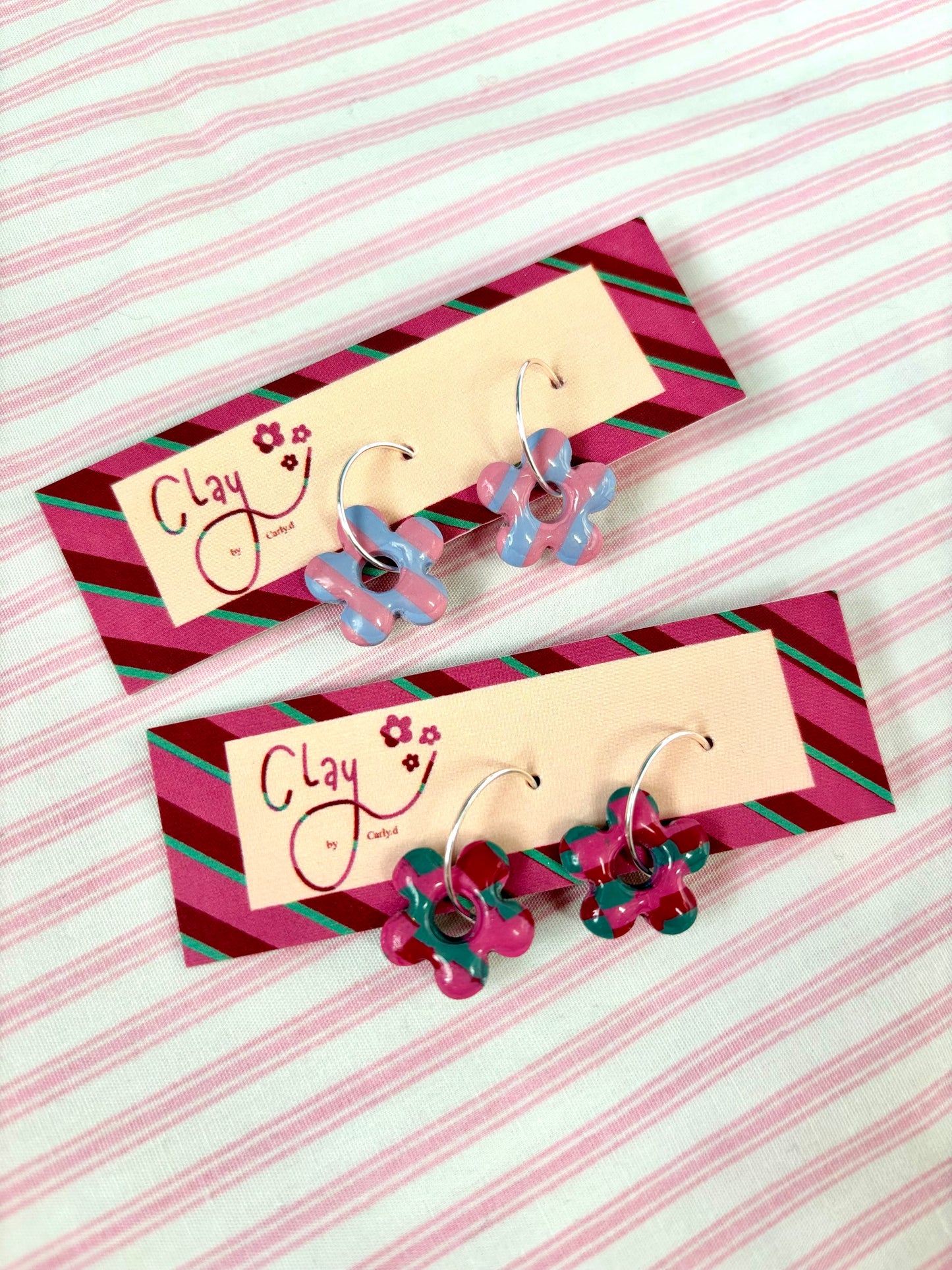 Checkerboard Daisy Hoops