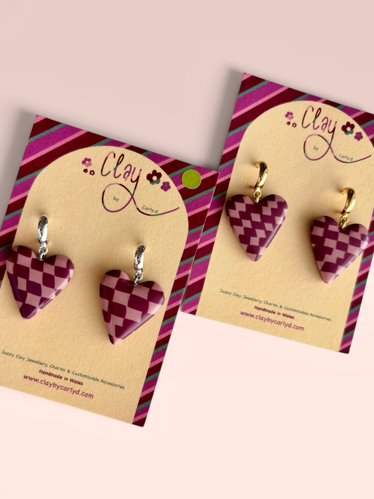 Checkerboard Hearts- plum & pink