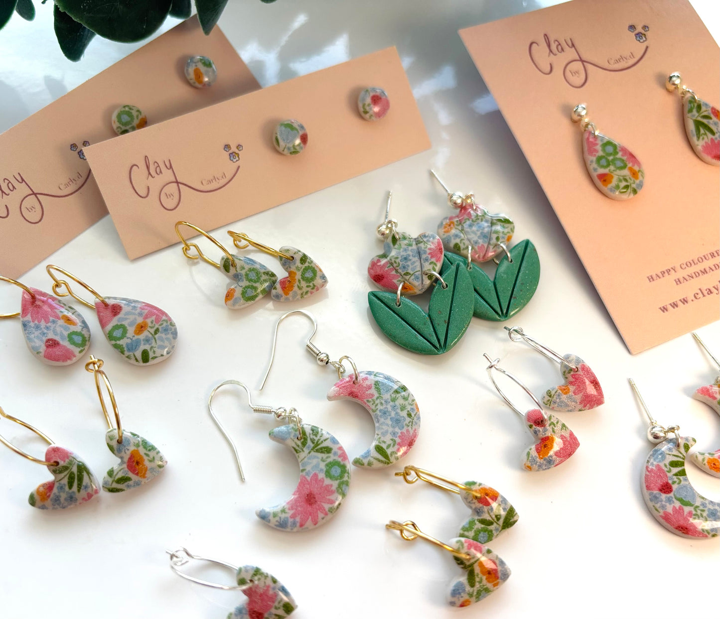 Spring Print Heart Hoops