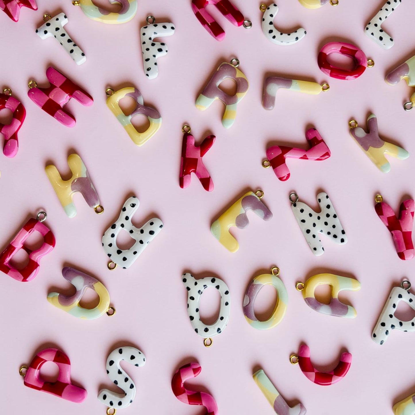Monochrome Dotty Letter Charms