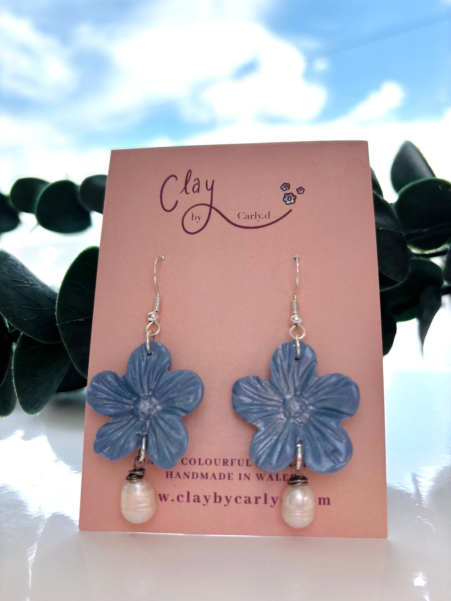 Floral Pearl Silver Drop Earrings