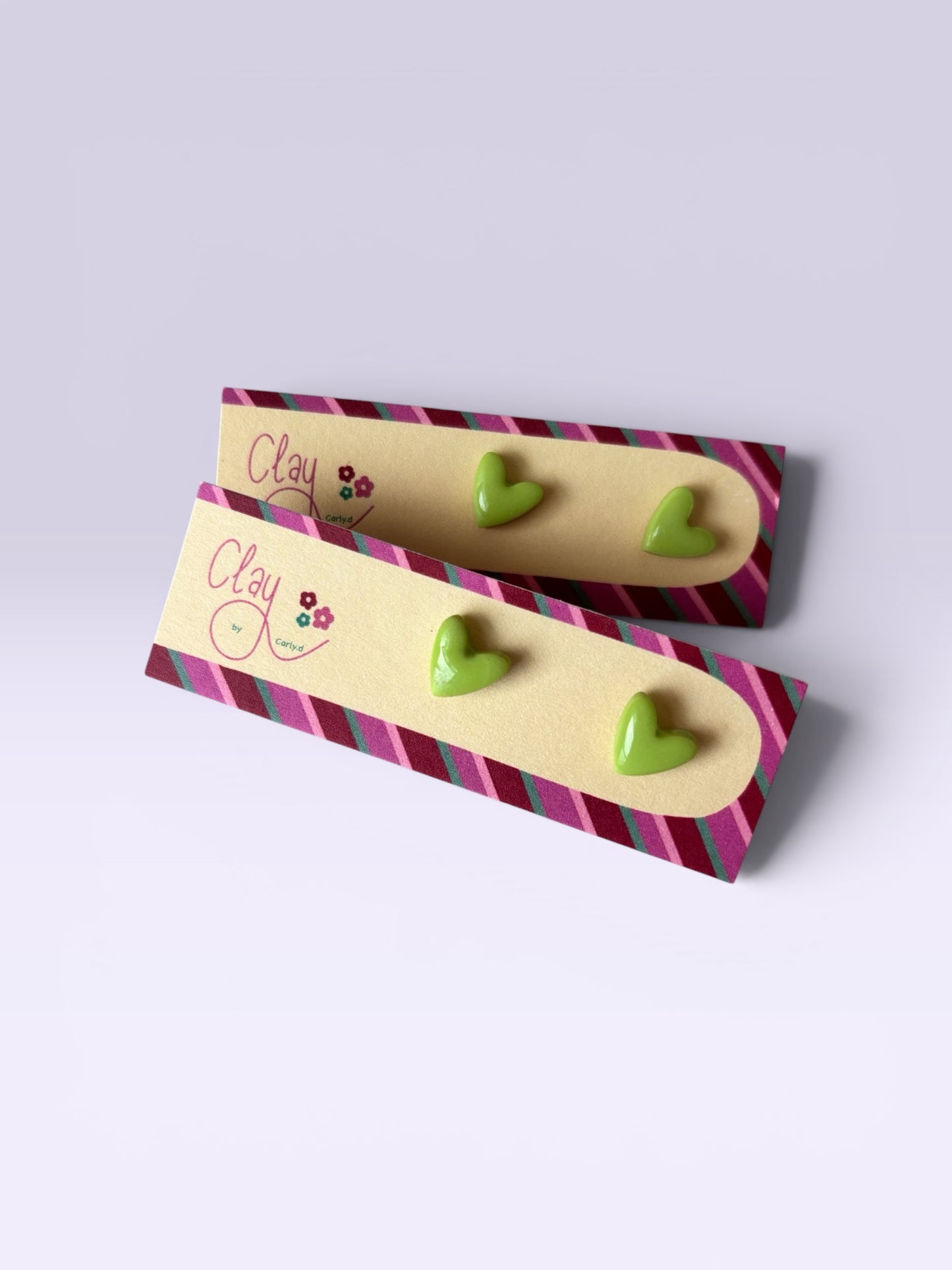 Lime Green Mini Heart Studs