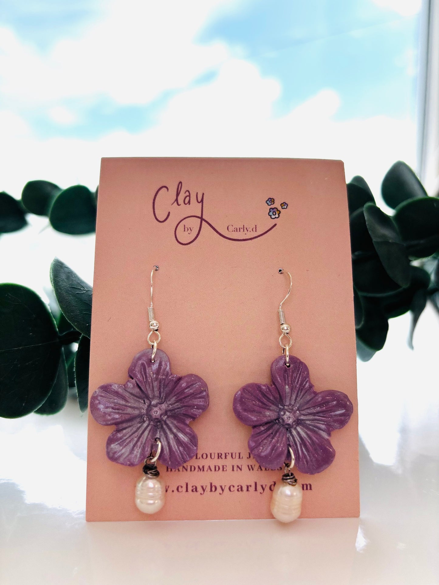 Floral Pearl Silver Drop Earrings