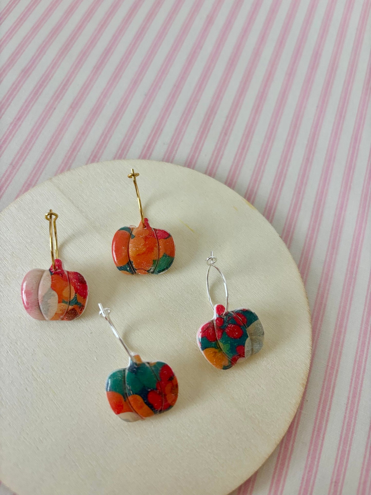 Autumn Pumpkin Print Hoops