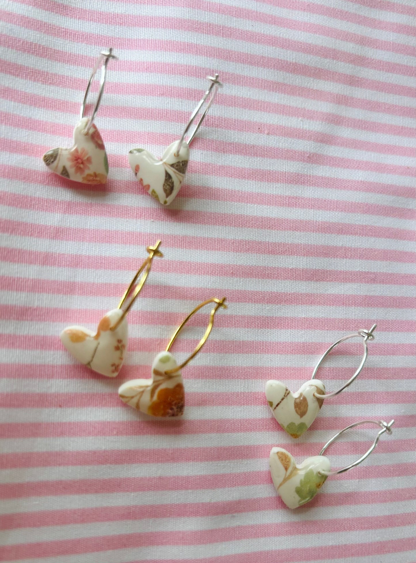 Autumn Floral Heart Hoops
