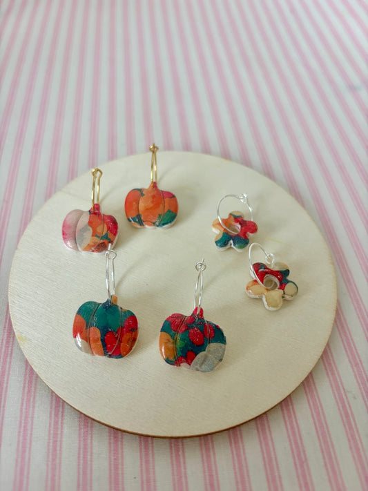 Autumn Pumpkin Print Hoops
