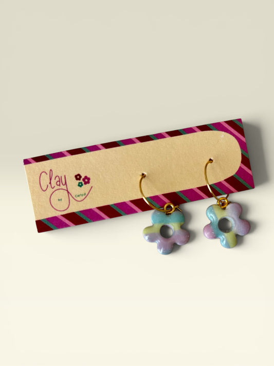 Ocean Blur Daisy Hoops