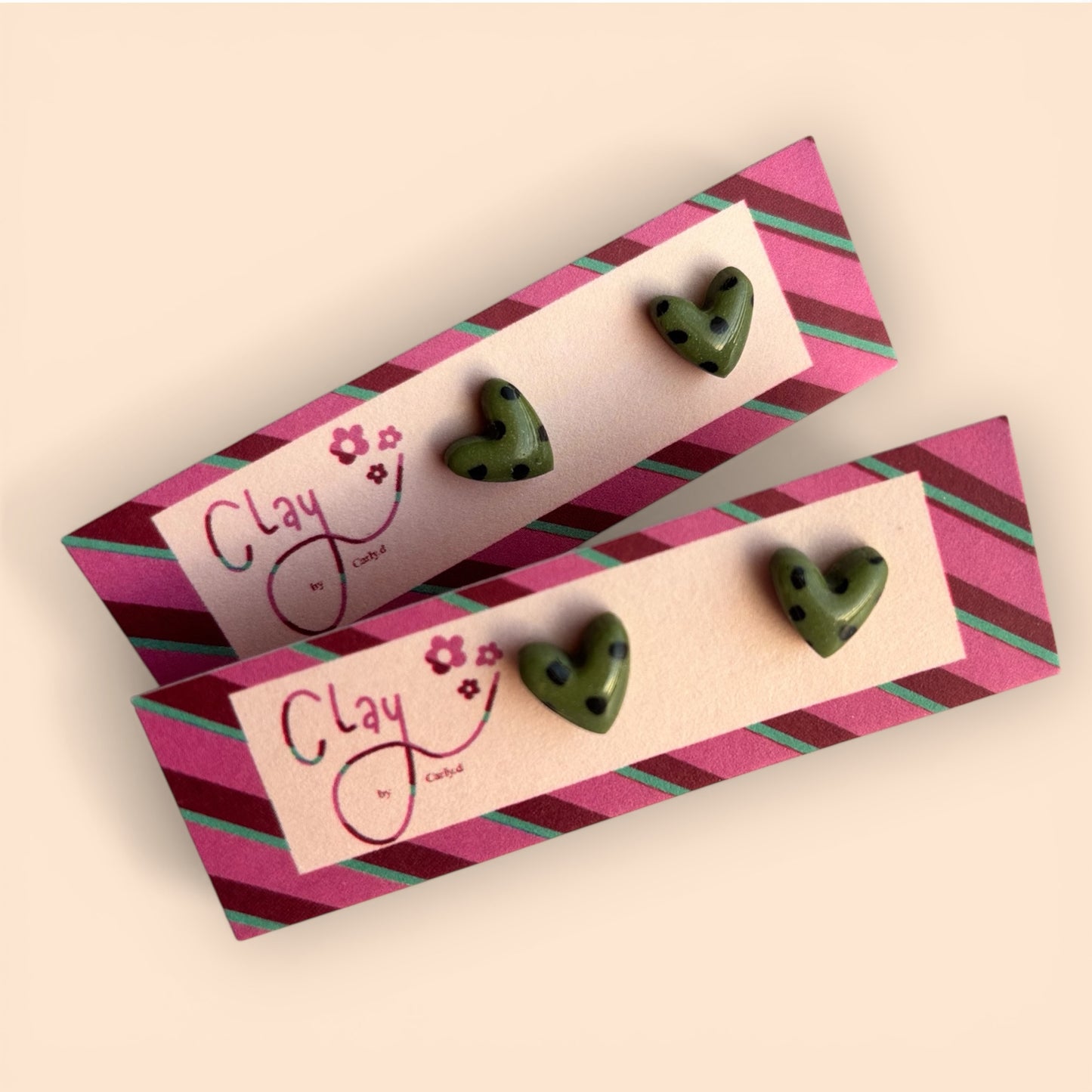 Green Meadow Dotty Heart Studs
