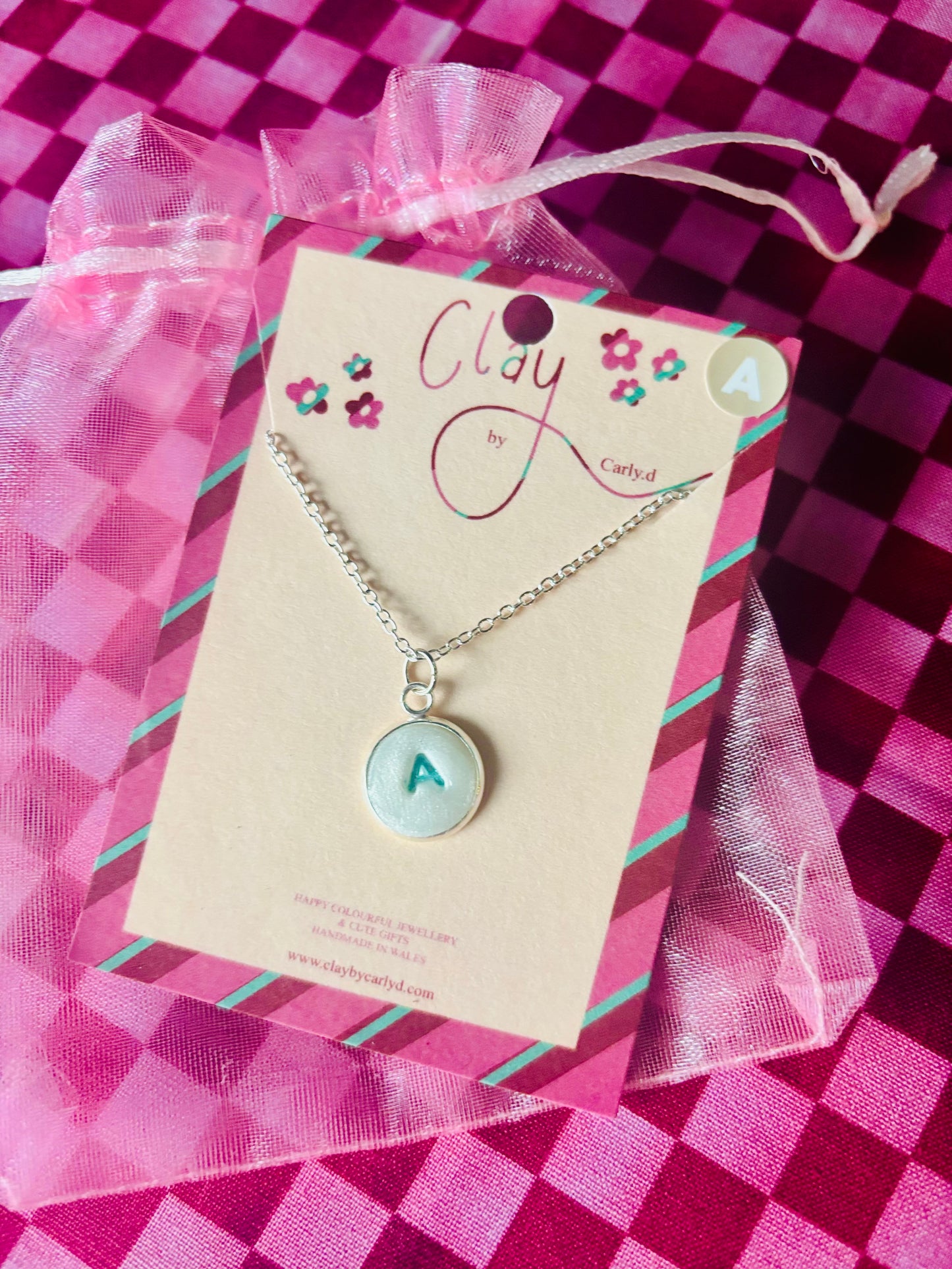 Clay Initial Pendant Necklaces