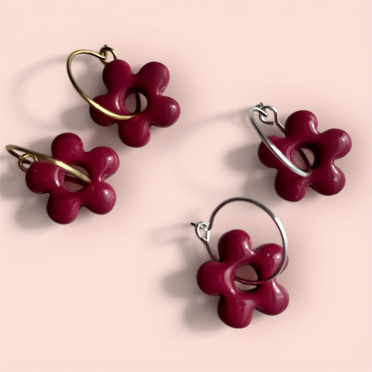 Cranberry Flower Hoops