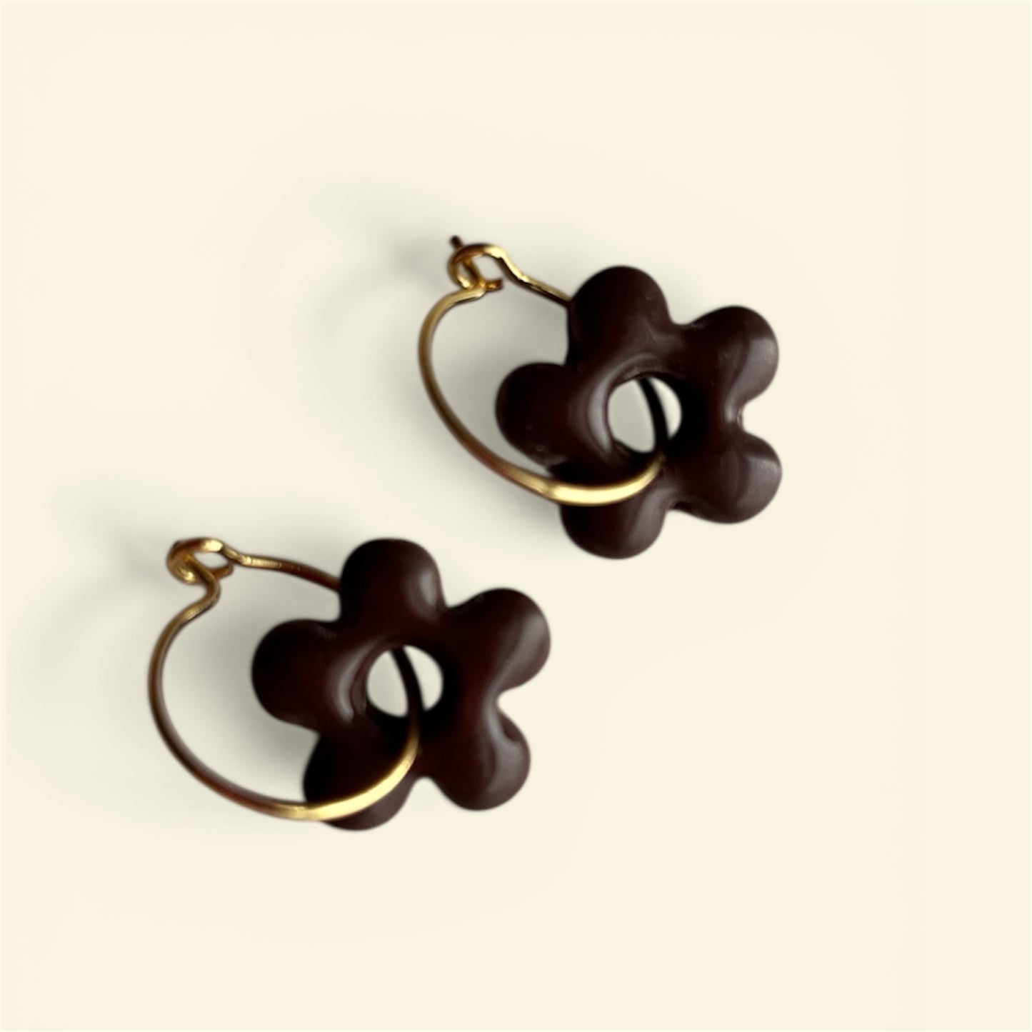 Glossy Chocolate Flower Hoops
