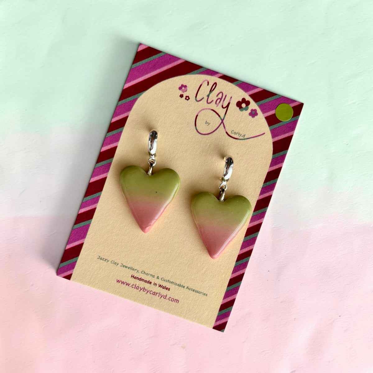 Matcha Ombré Heart Huggies