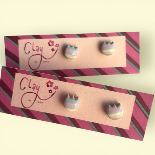 Pastel Stripe Tulip Mini Studs