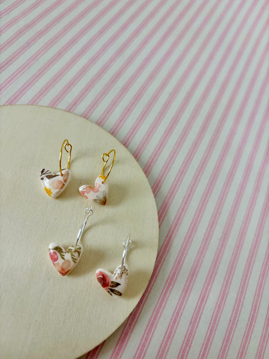 Autumn Floral Heart Hoops