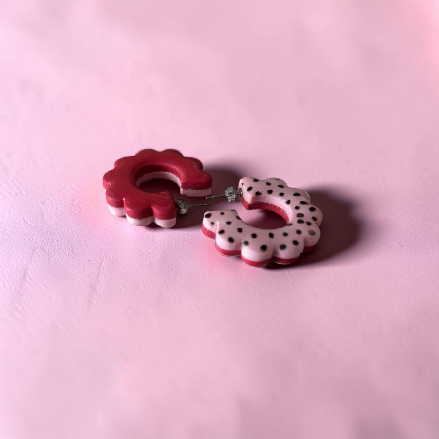 Frilly Dotty Hoops Pink/Red