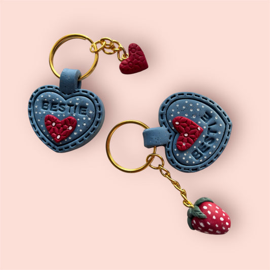 Bestie Heart & Charm Keyring