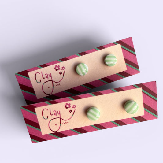 Mint Stripe Mini Studs