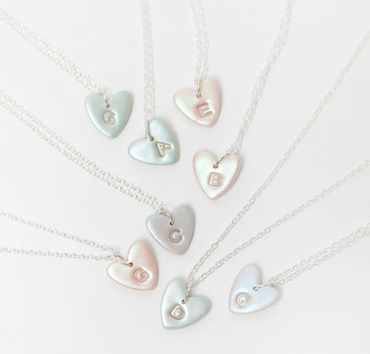 Pastel Blue Heart Initial Necklace