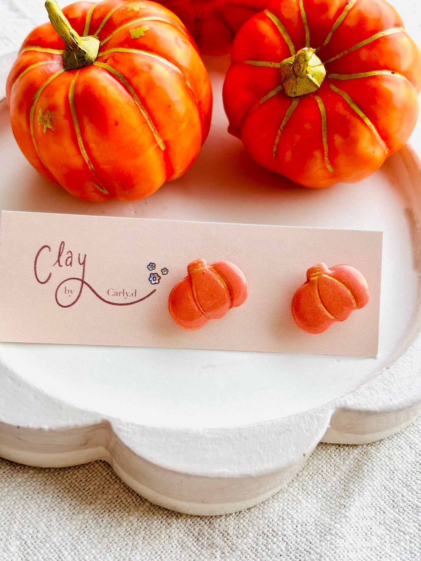 Shimmery Pumpkin Studs