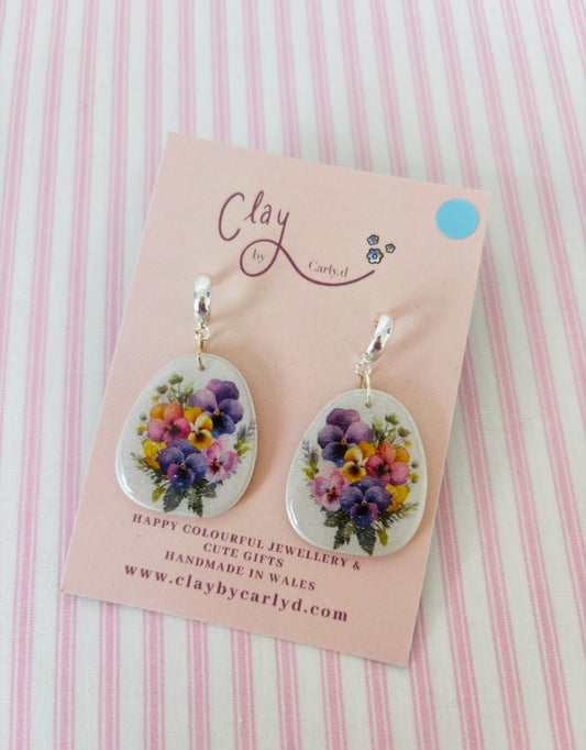 Bouquet Oval Huggie Hoops