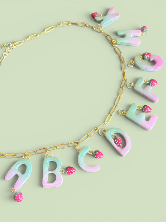 Strawberry Matcha Letter Charms