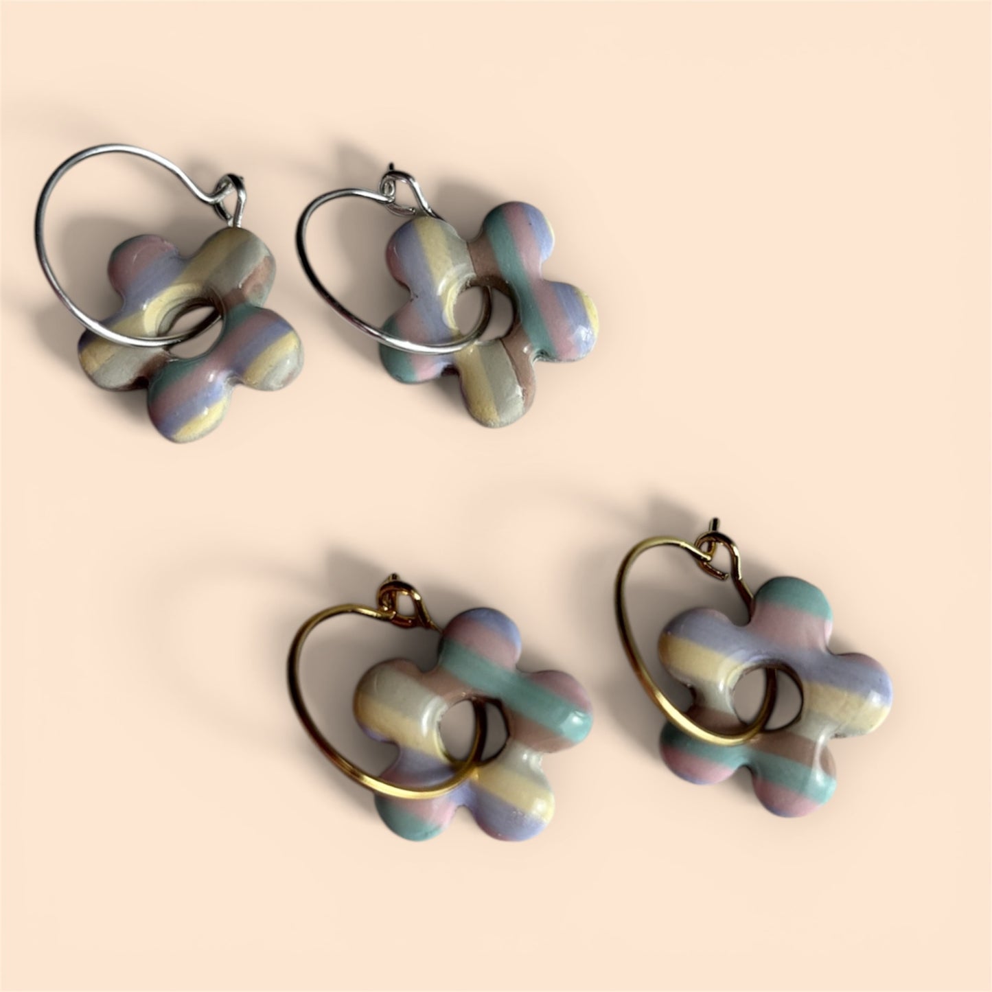 Spring Stripe Flower Hoops