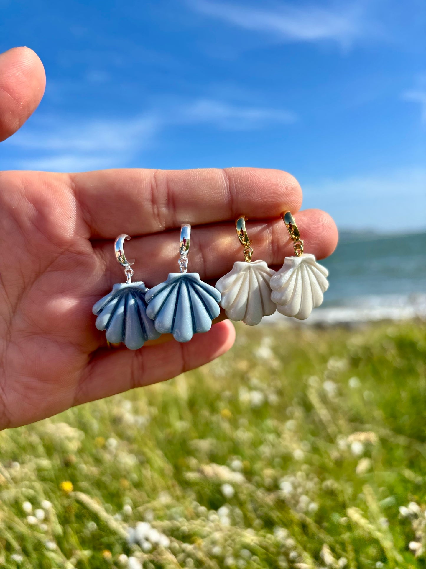 Pearly Shell Huggies