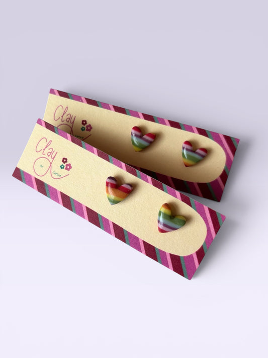 Rainbow Mini Heart Studs