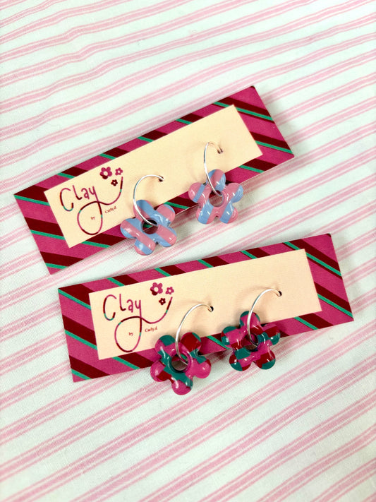 Checkerboard Daisy Hoops