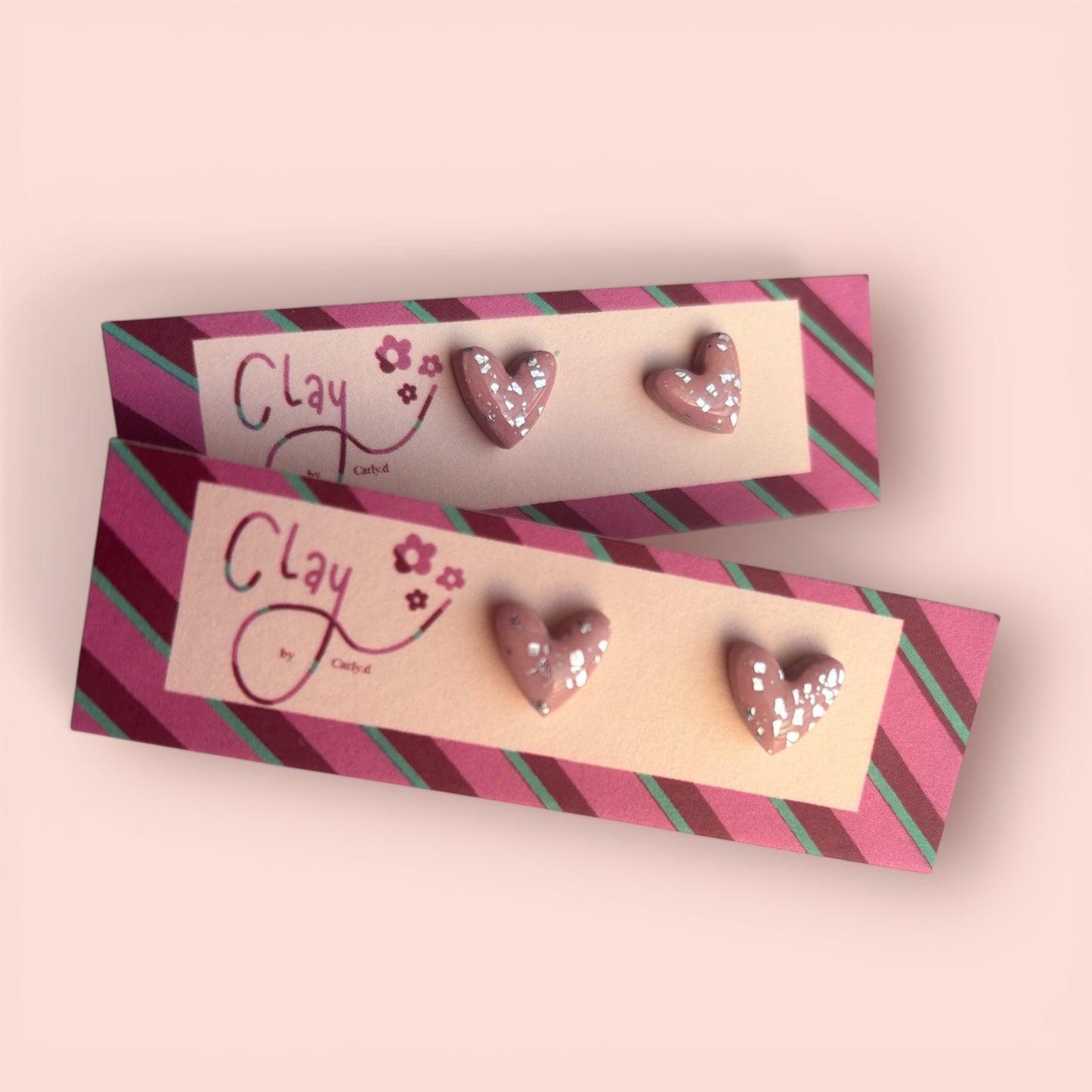 Sparkly Spring Heart Studs