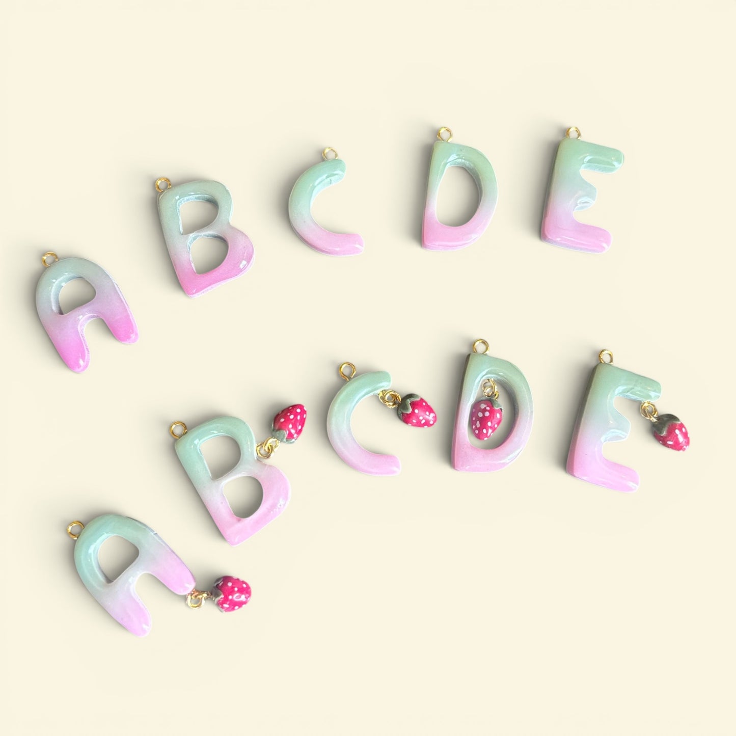 Strawberry Matcha Letter Charms