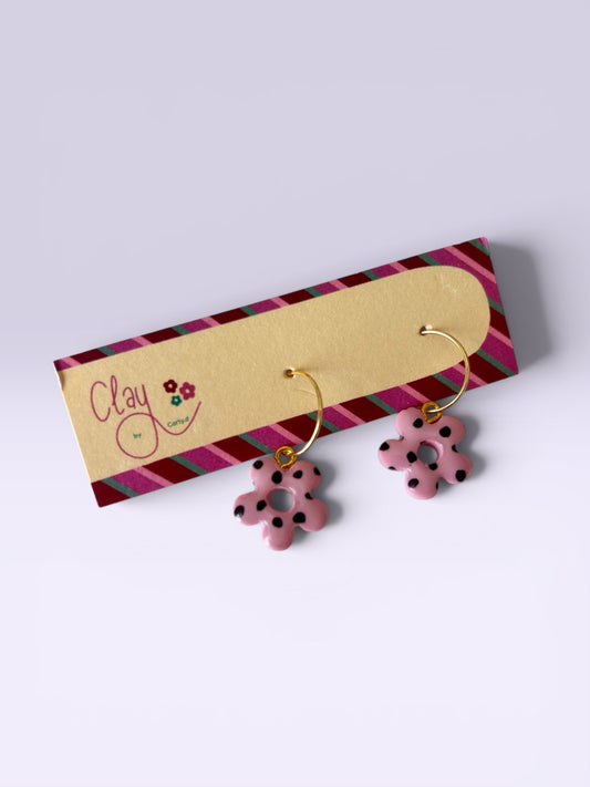 Pink Dotty Hoops