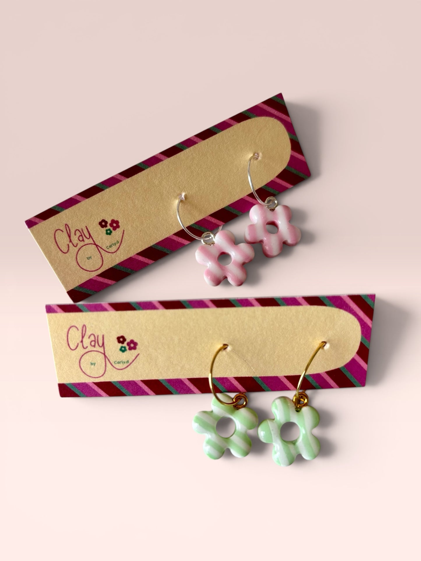 Summer Stripe Daisy Hoops
