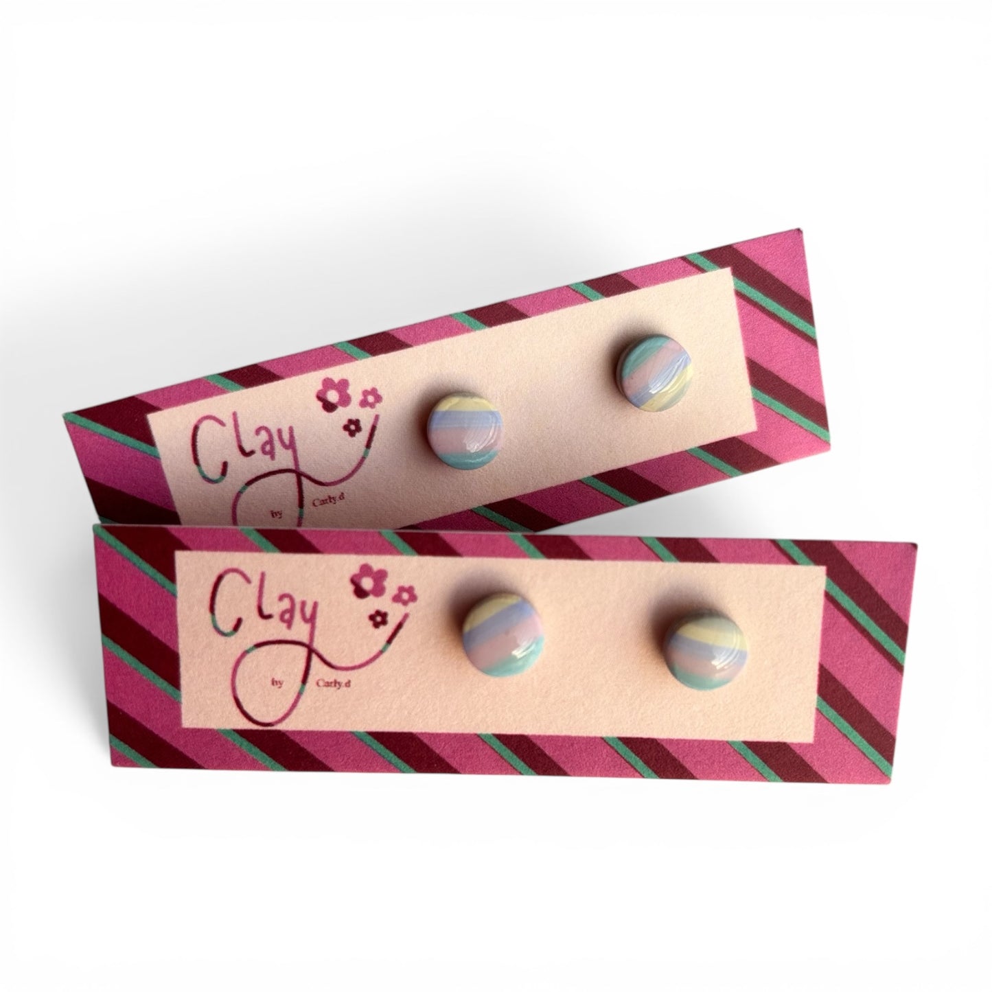 Pastel Stripe Mini Studs