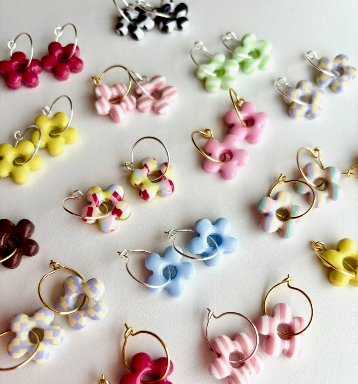 Spring Stripe Flower Hoops