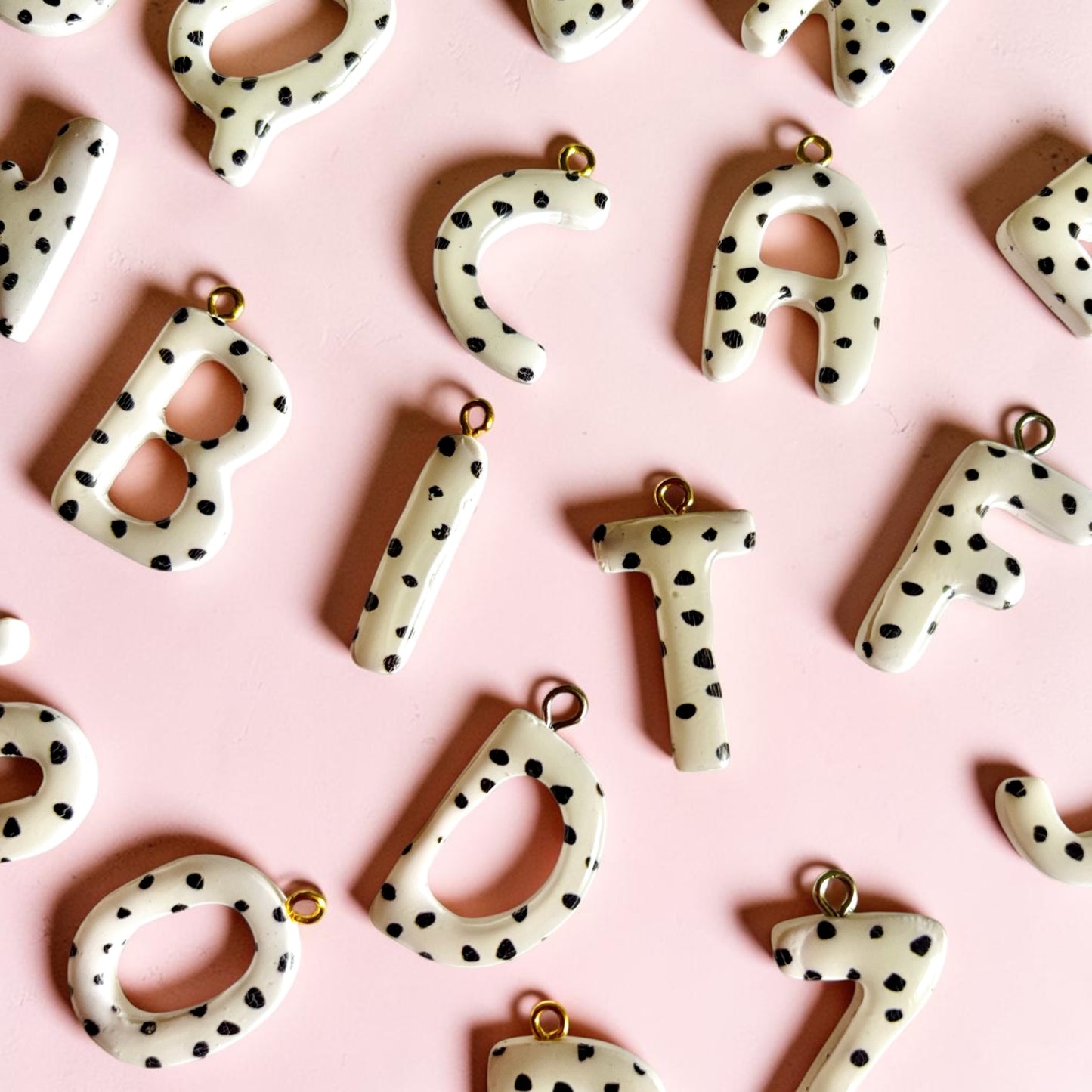 Monochrome Dotty Letter Charms