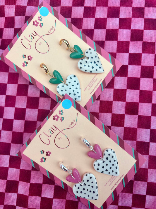 Double Dotty Heart Huggies