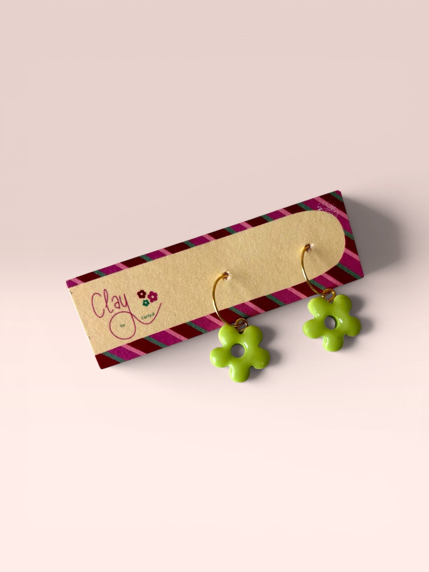 Lime Green Daisy Hoops