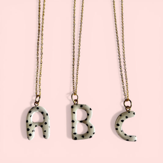 Monochrome Dotty Letter Charms