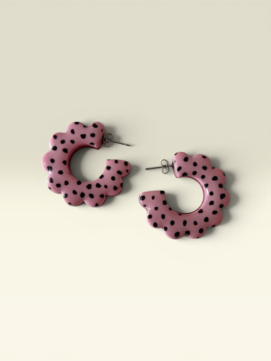 Frilly Dotty Hoops Pink/Red