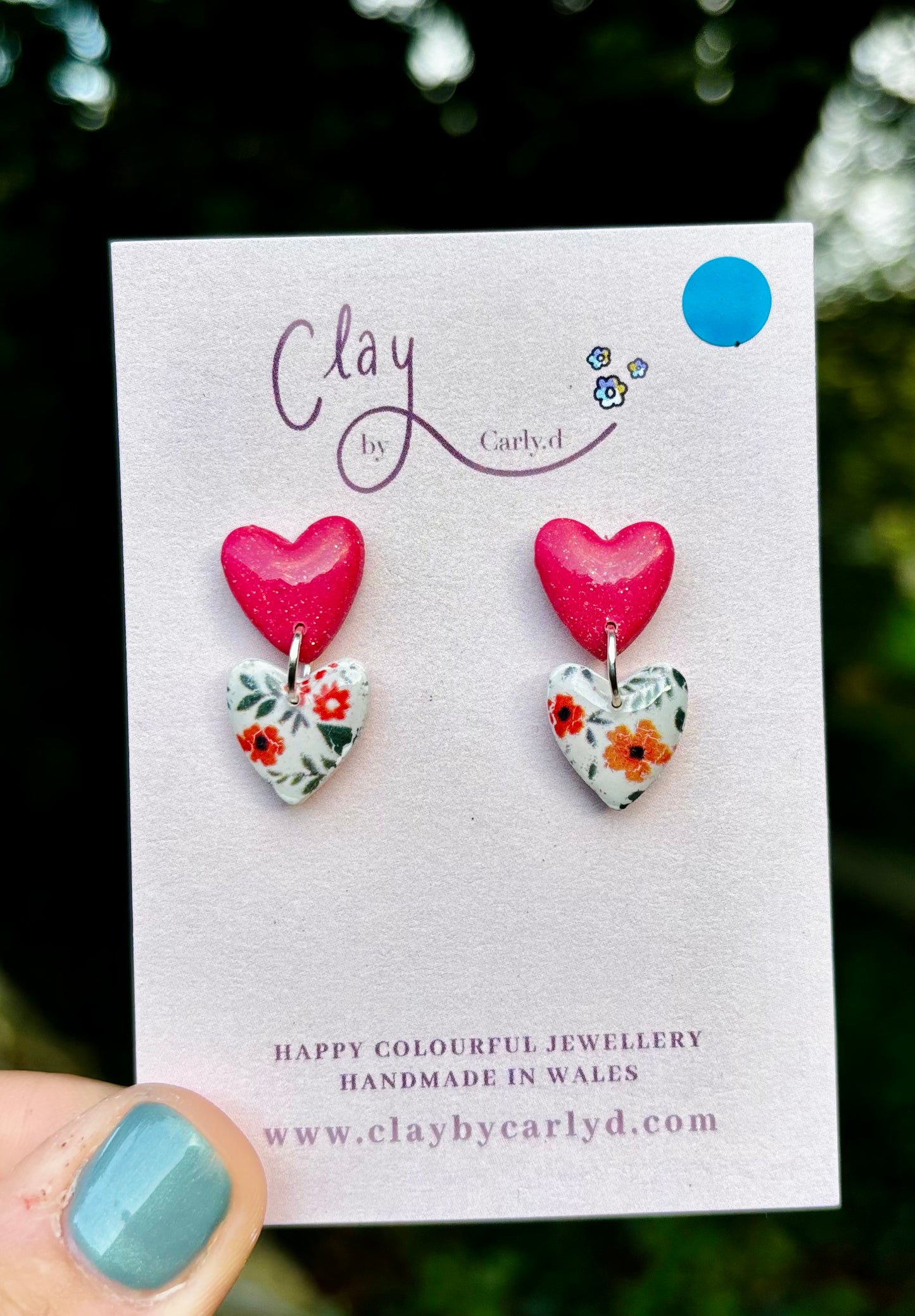 Autumn Floral Double Heart Studs