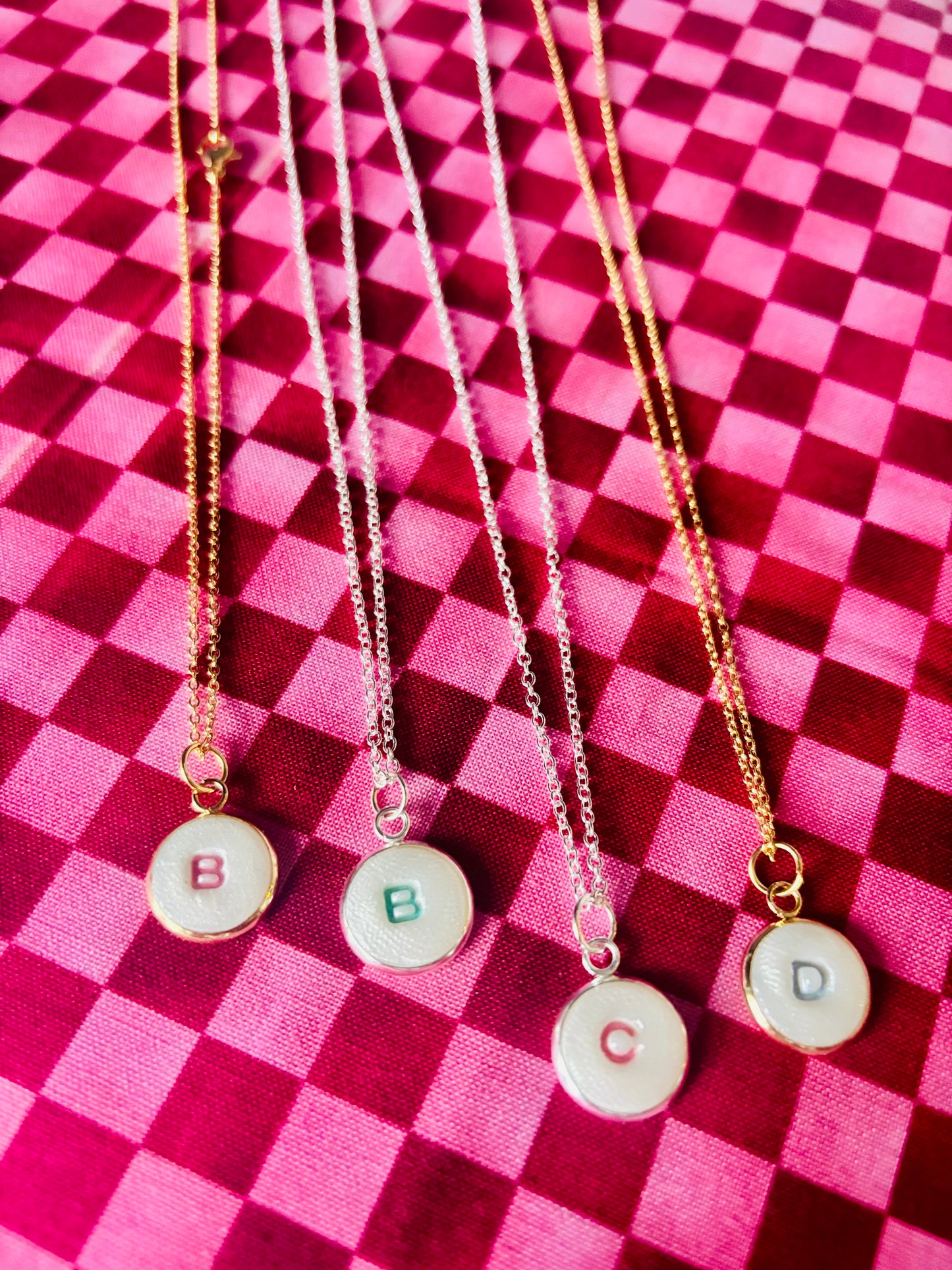 Clay Initial Pendant Necklaces