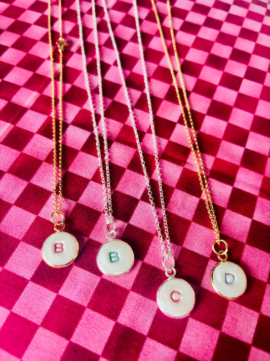 Clay Initial Pendant Necklaces